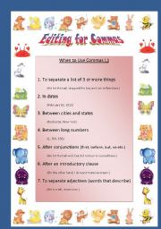 English Worksheet: Editing for Commas