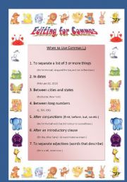 English worksheet: Editing for Commas