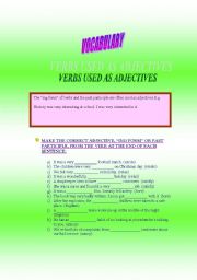 English Worksheet: VERBS USED AS ADJECTIVES