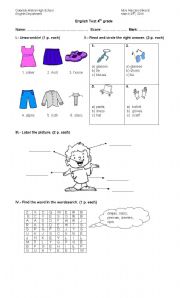 English Worksheet: body and clothes