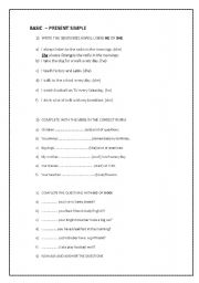 English Worksheet: PRESENT SIMPLE - BASIC