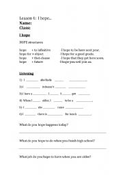 English Worksheet: I hope