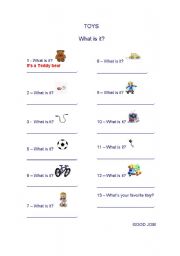 English Worksheet: Toys