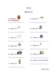 English worksheet: Toys