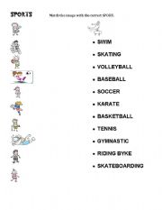 English Worksheet: Matching game: Sports