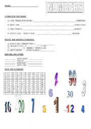 English Worksheet: NUMBERS