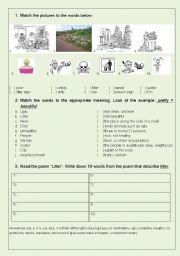 English Worksheet: Litter - reading poem