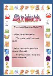 English worksheet: Editing for Quotation Marks