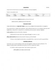 English Worksheet: Conjunctions and Compound Subjects