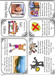 English Worksheet: Phonics Mini Book #8 - ay sound: Kays Holiday. Color & Grayscale.