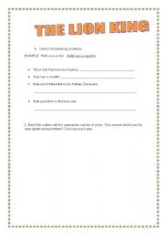 English worksheet: THE LION KING WORSHEET 3-4