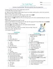 English Worksheet: a cold day