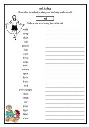 English Worksheet: -ed & -ing Suffixes Worksheet