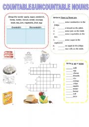 English Worksheet: countable&uncountable nouns