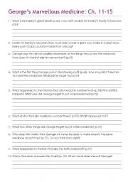 English worksheet: Georges Marvelous Medicine Worksheet