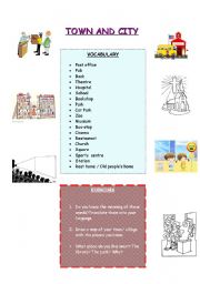 English worksheet: Town and city part 1