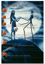 English Worksheet: Worksheet Nightmare before Christmas