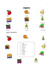 English worksheet: Fruits