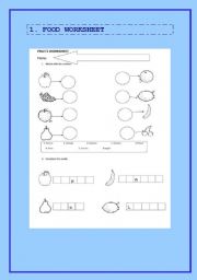 English worksheet: food