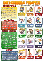 English Worksheet: DESCRIBING PEOPLE 3 (children) *speaking activity*