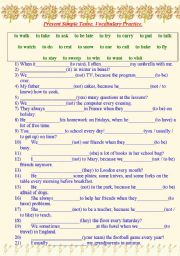 English Worksheet: Present Simple Tense. Vocabulary Practice. 