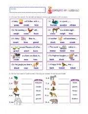 English Worksheet: SOUNDS OF ANIMALS