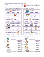 English Worksheet: SOUNDS OF ANIMALS