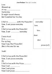 English Worksheet: Pizza Girl Song