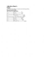 English worksheet: adjectives