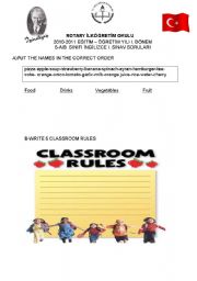 English worksheet: classroom rules