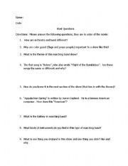 English worksheet: Blast Movie Questions