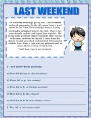 English Worksheet: LAST WEEKEND