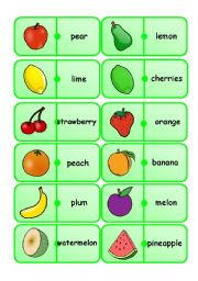 English Worksheet: Fruits dominoes part 1/2 Fully editable