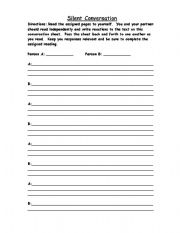 English Worksheet: Silent Conversation