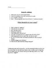 English worksheet: Susan B Anthony essay 