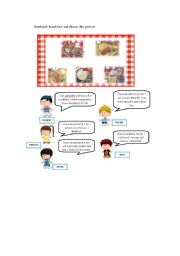 English worksheet: Food- breakfast time!!!