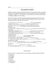English worksheet: Transition Devices Worksheet