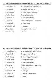 English Worksheet: Phrasal verbs match