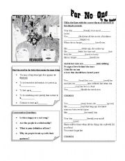 English Worksheet: For No One by the Beatles 