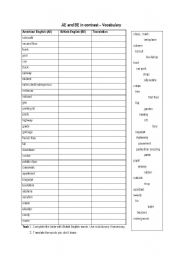 English Worksheet: American and British English