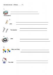 English worksheet: whose