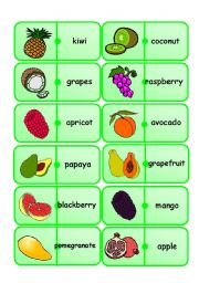 English Worksheet: Fruits dominoes part 2/2 Fully Editable