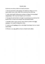 English Worksheet: Travel sick: adverbs vs. adjectives