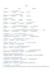 English Worksheet: MULTIPLE CHOICE