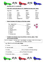 English worksheet: vocabulary practice