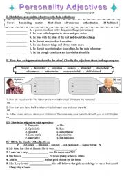 English Worksheet: generation gap - adjectives