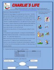 English Worksheet: Charlies life - simple present reading activity