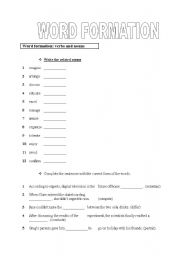 English Worksheet: word formation