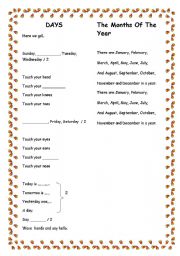 English Worksheet: days and months song