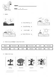 English Worksheet: Months and seasons